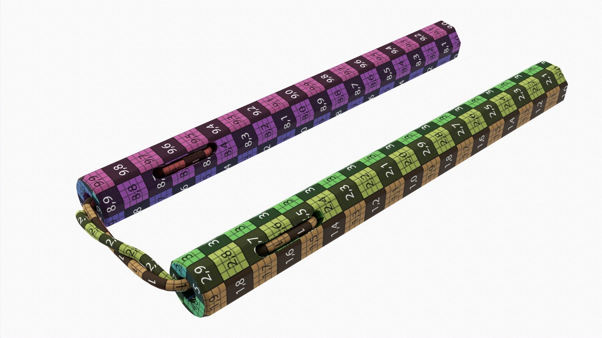 Nunchaku wood octagonal lace 3D model_6