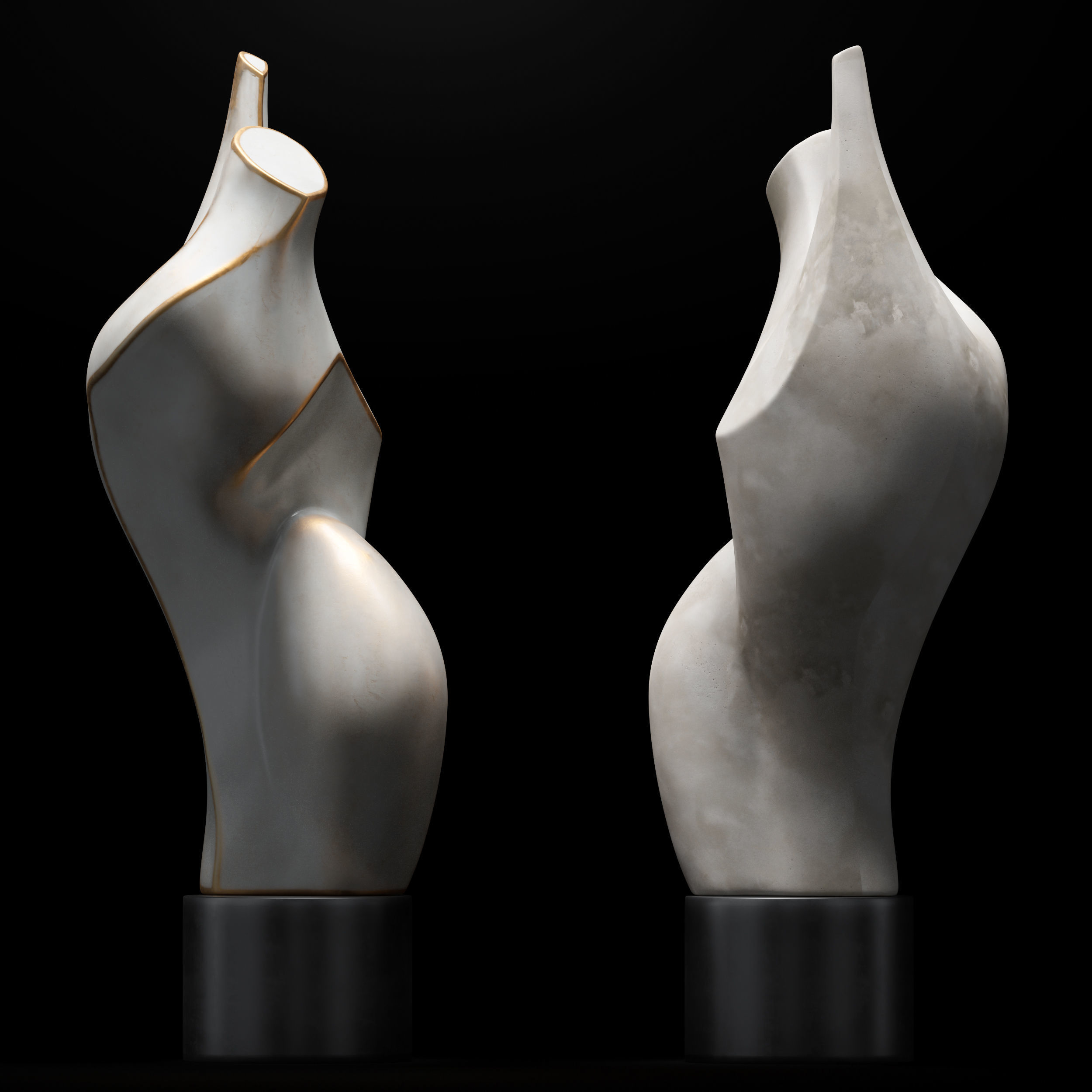 Pirouette Sculpture Italian Statuario marble 3D model_1