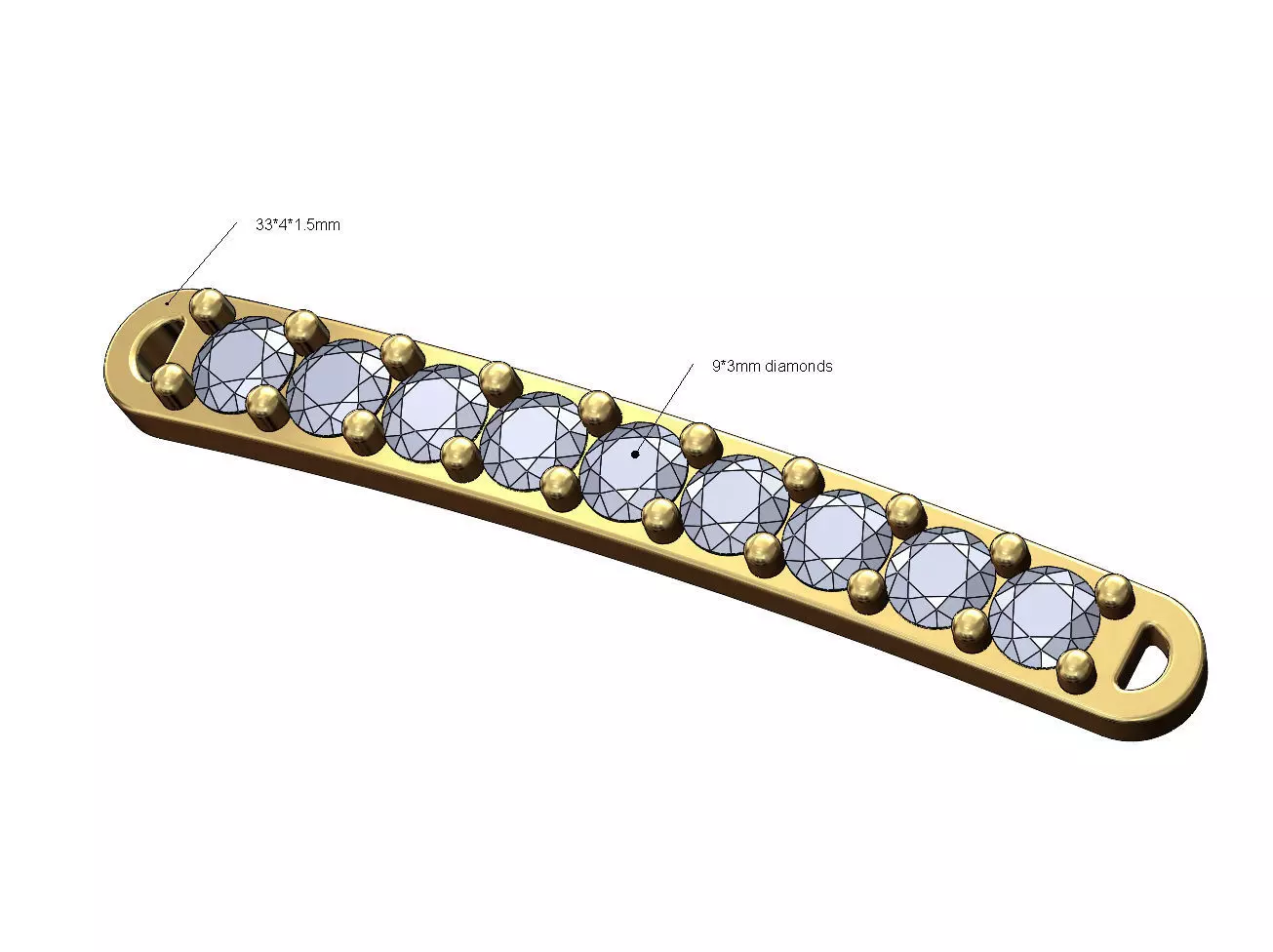 Simple diamond rounded bracelet plate 3D print model_0