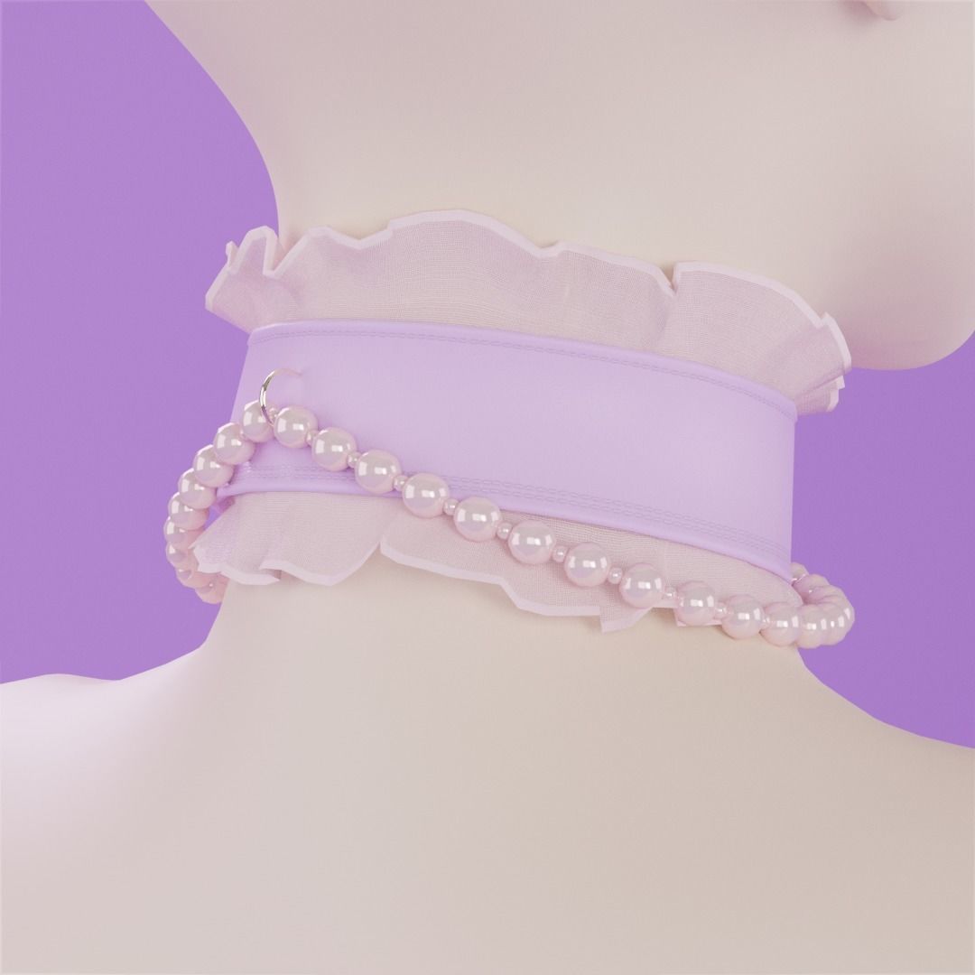 ruffle choker woman collar v1 3D model_6
