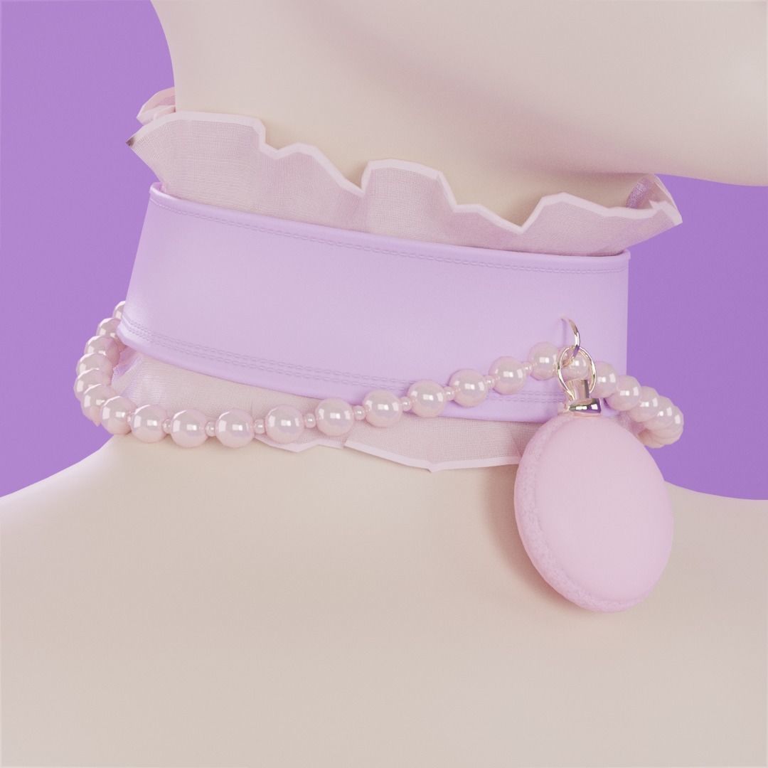 ruffle choker woman collar v1 3D model_4