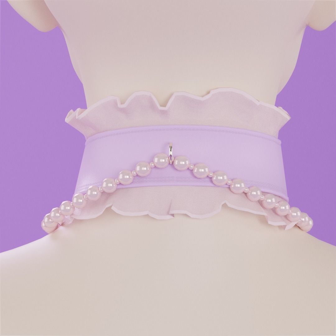ruffle choker woman collar v1 3D model_7