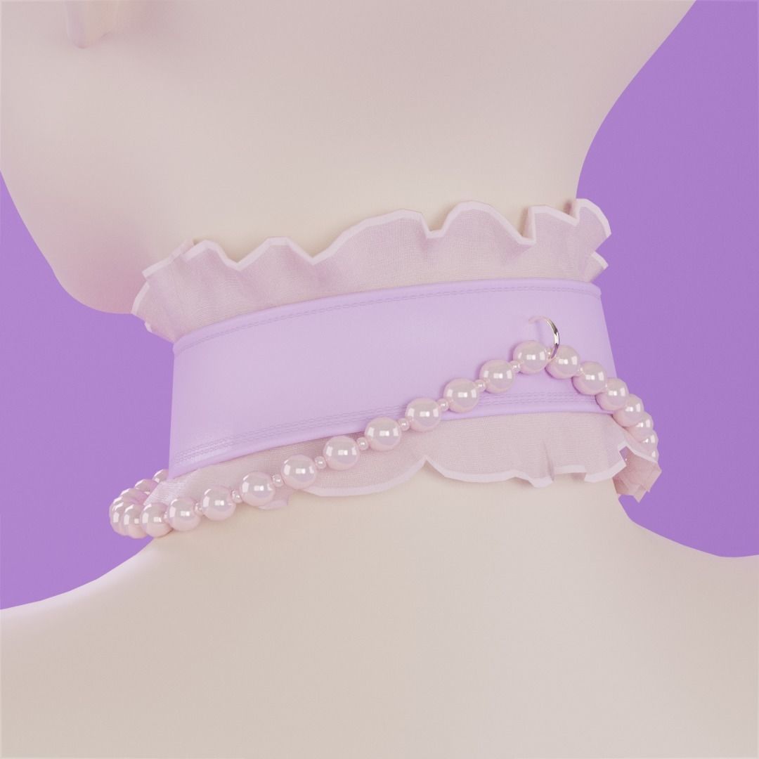 ruffle choker woman collar v1 3D model_8