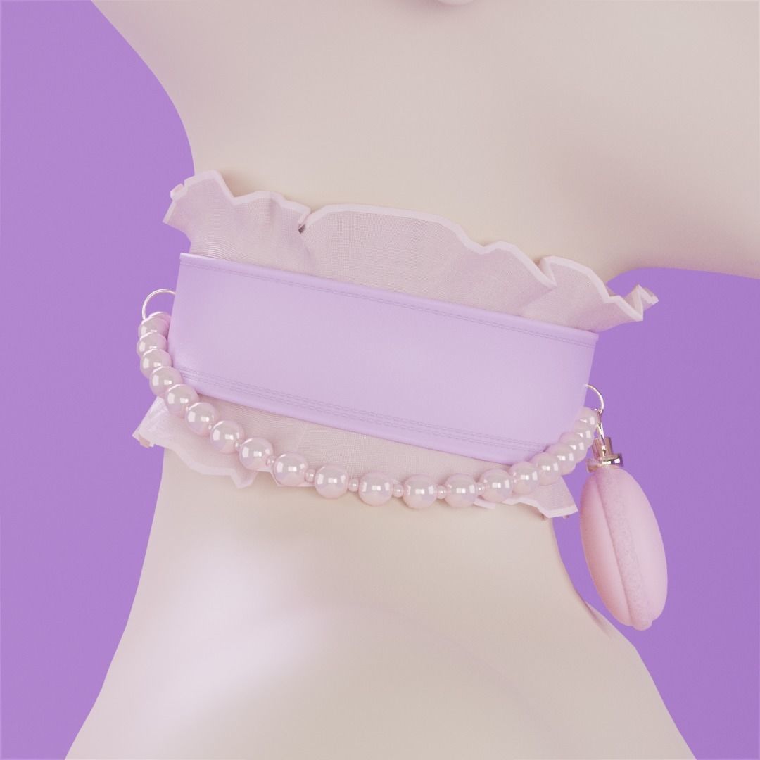 ruffle choker woman collar v1 3D model_5
