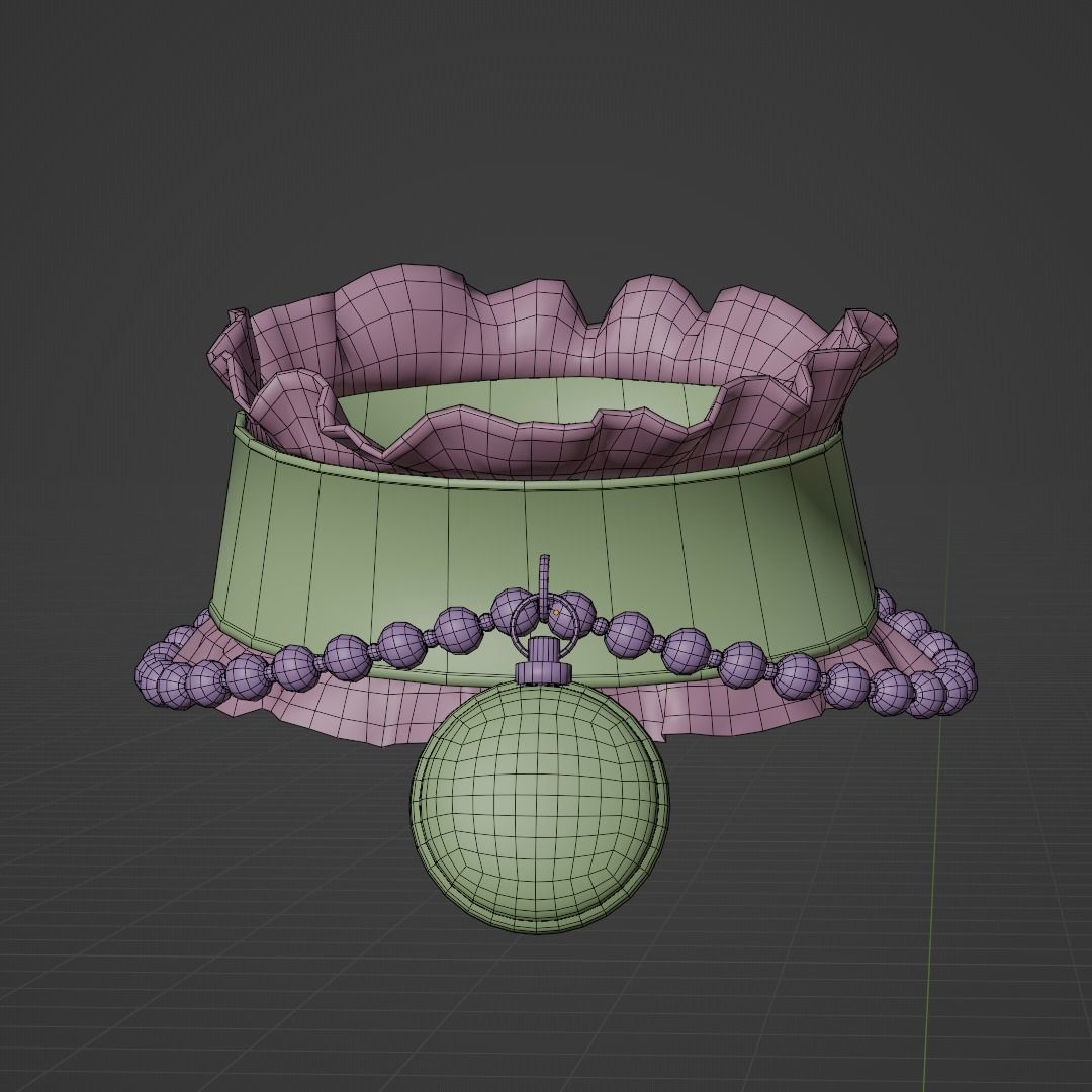 ruffle choker woman collar v1 3D model_11