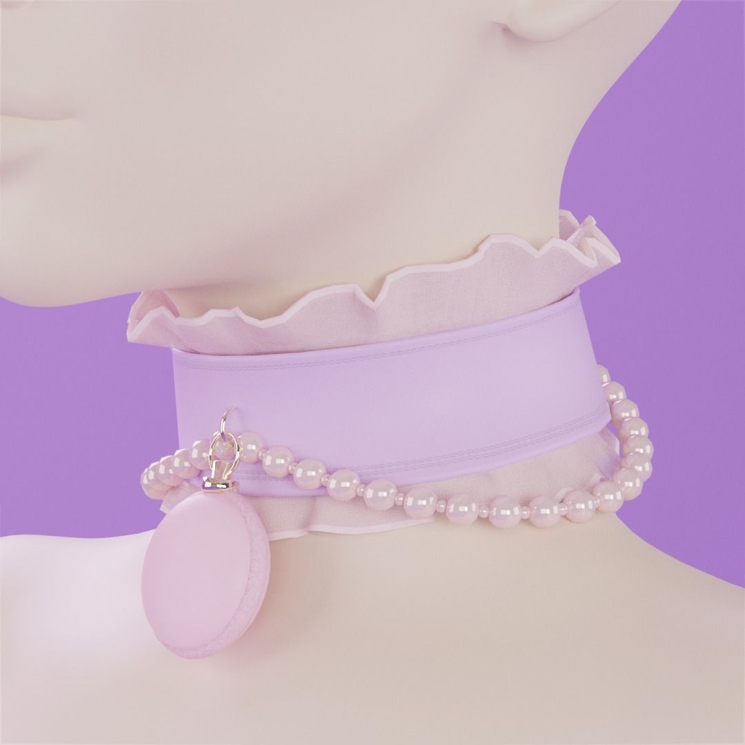 ruffle choker woman collar v1 3D model_10