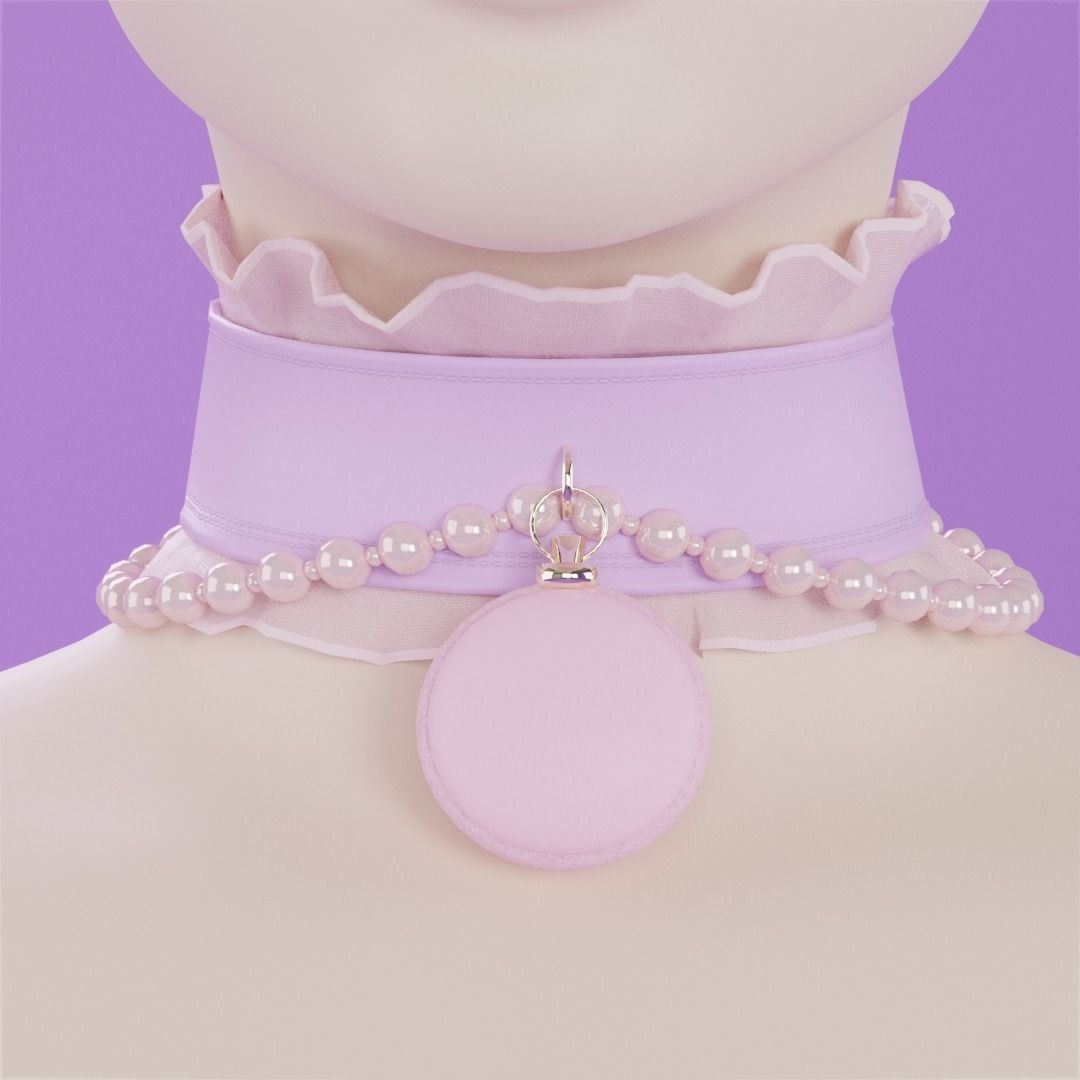 ruffle choker woman collar v1 3D model_3