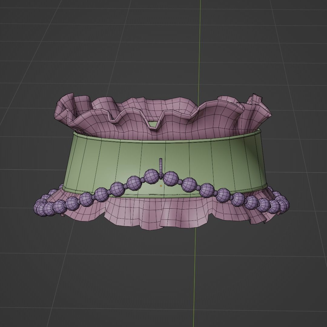 ruffle choker woman collar v1 3D model_13