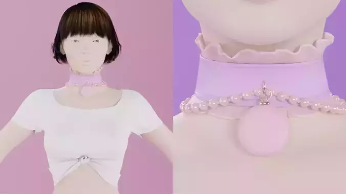 ruffle choker woman collar v1 3D model ruffle choker woman collar v1 3D model