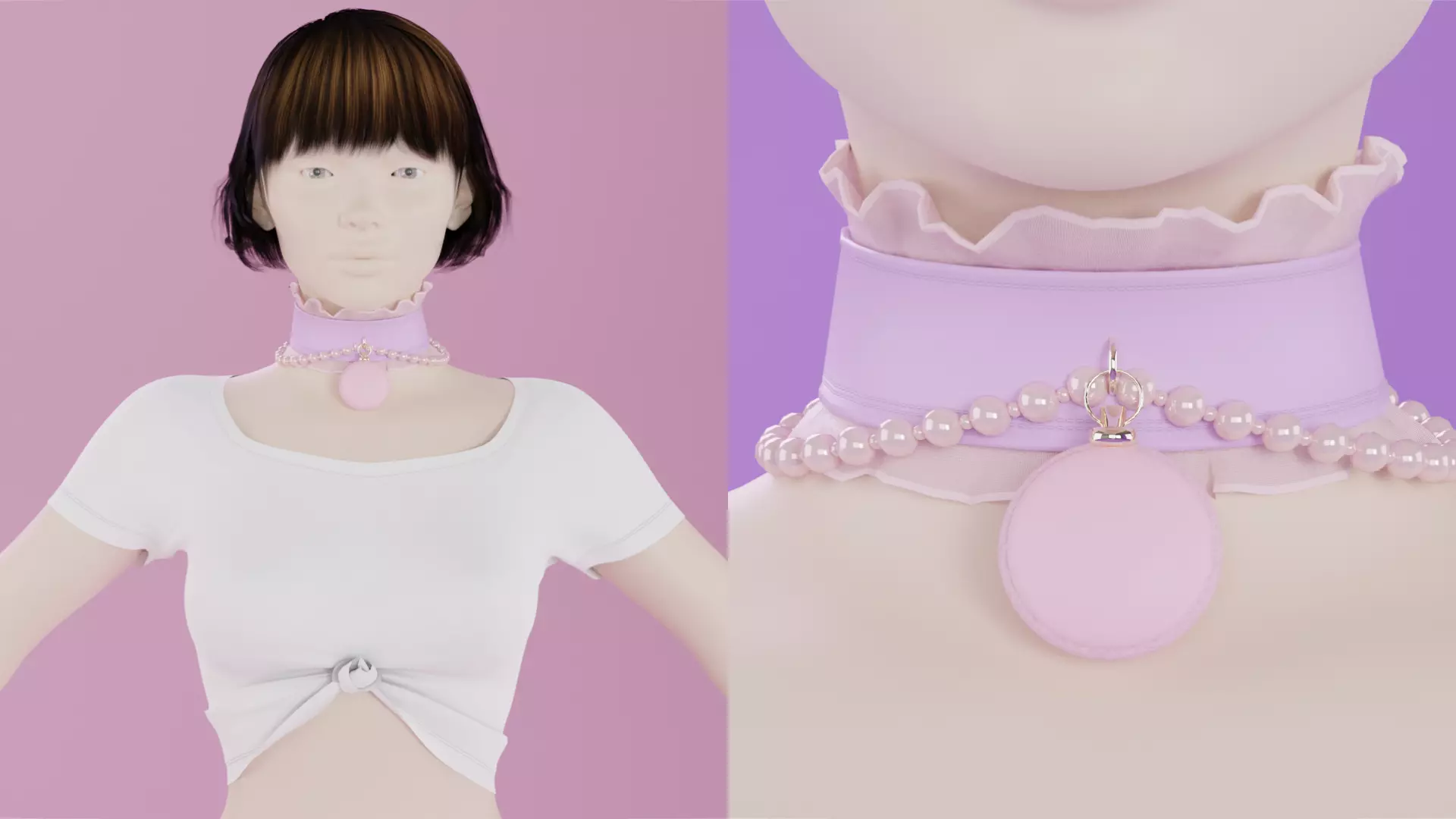 ruffle choker woman collar v1 3D model_0