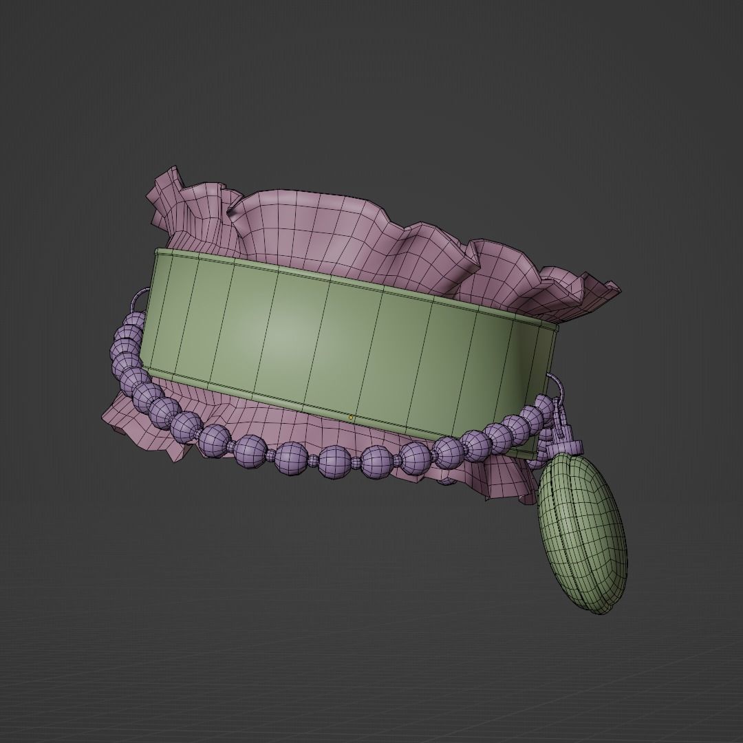 ruffle choker woman collar v1 3D model_12