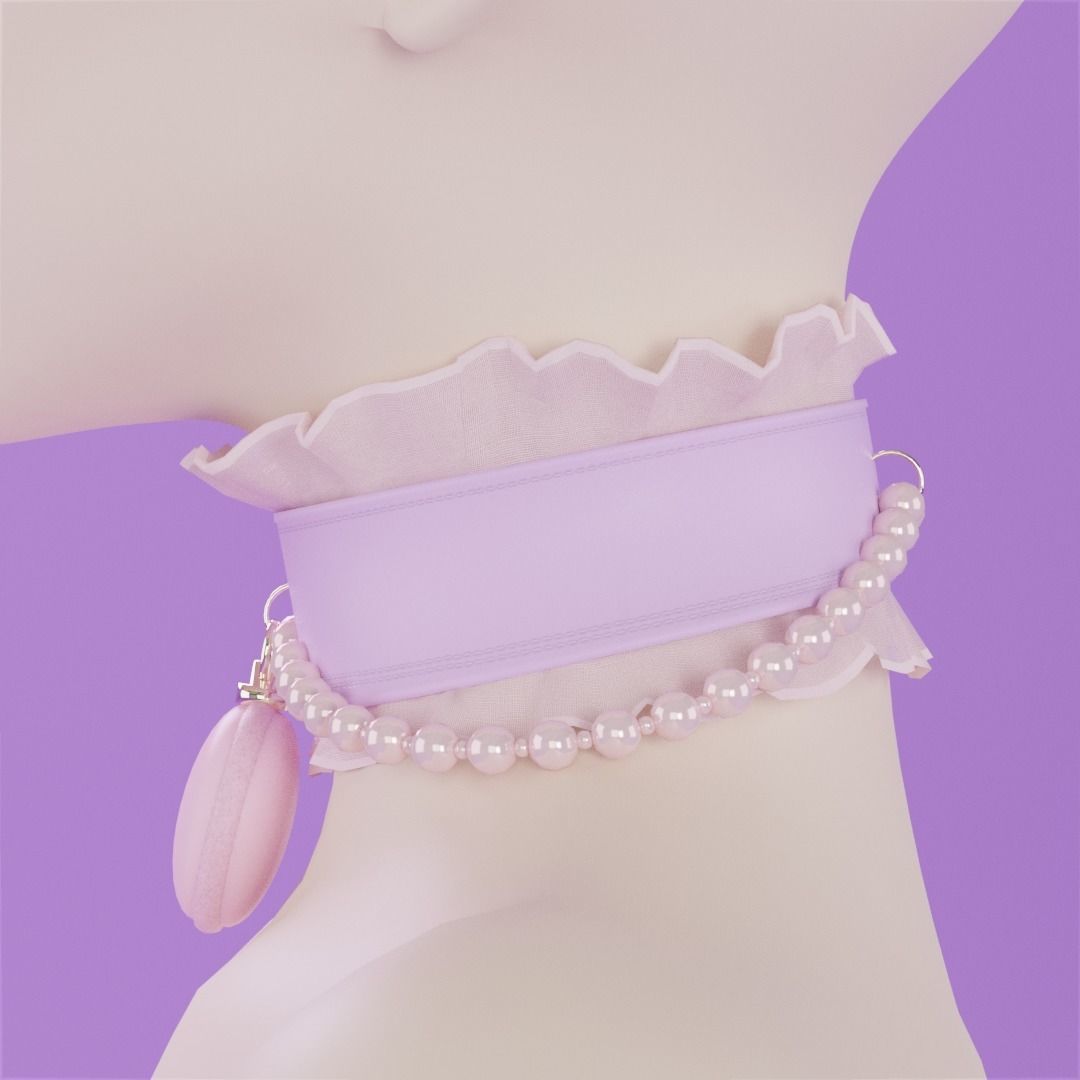 ruffle choker woman collar v1 3D model_9