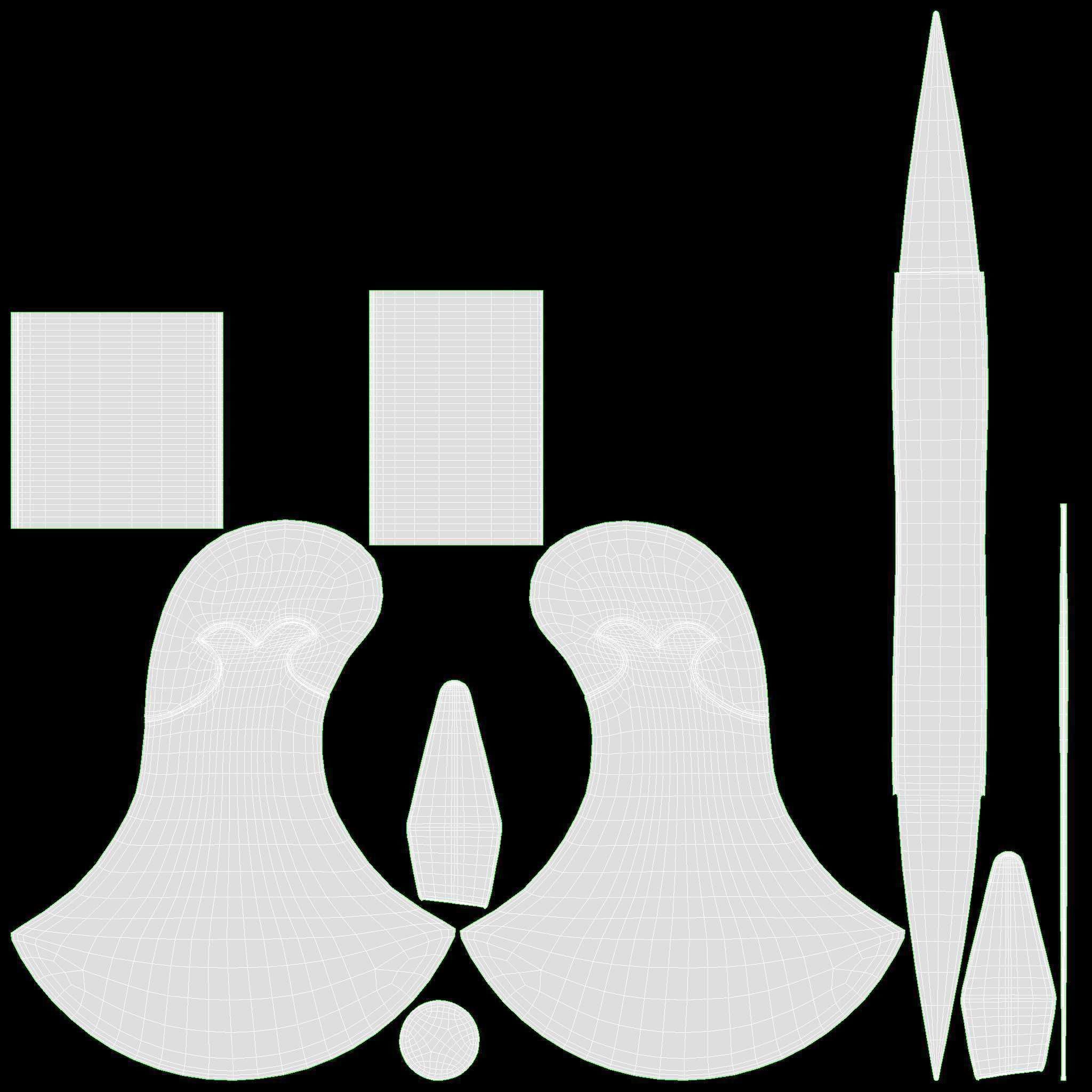 Single blade axe pair 3D model_8