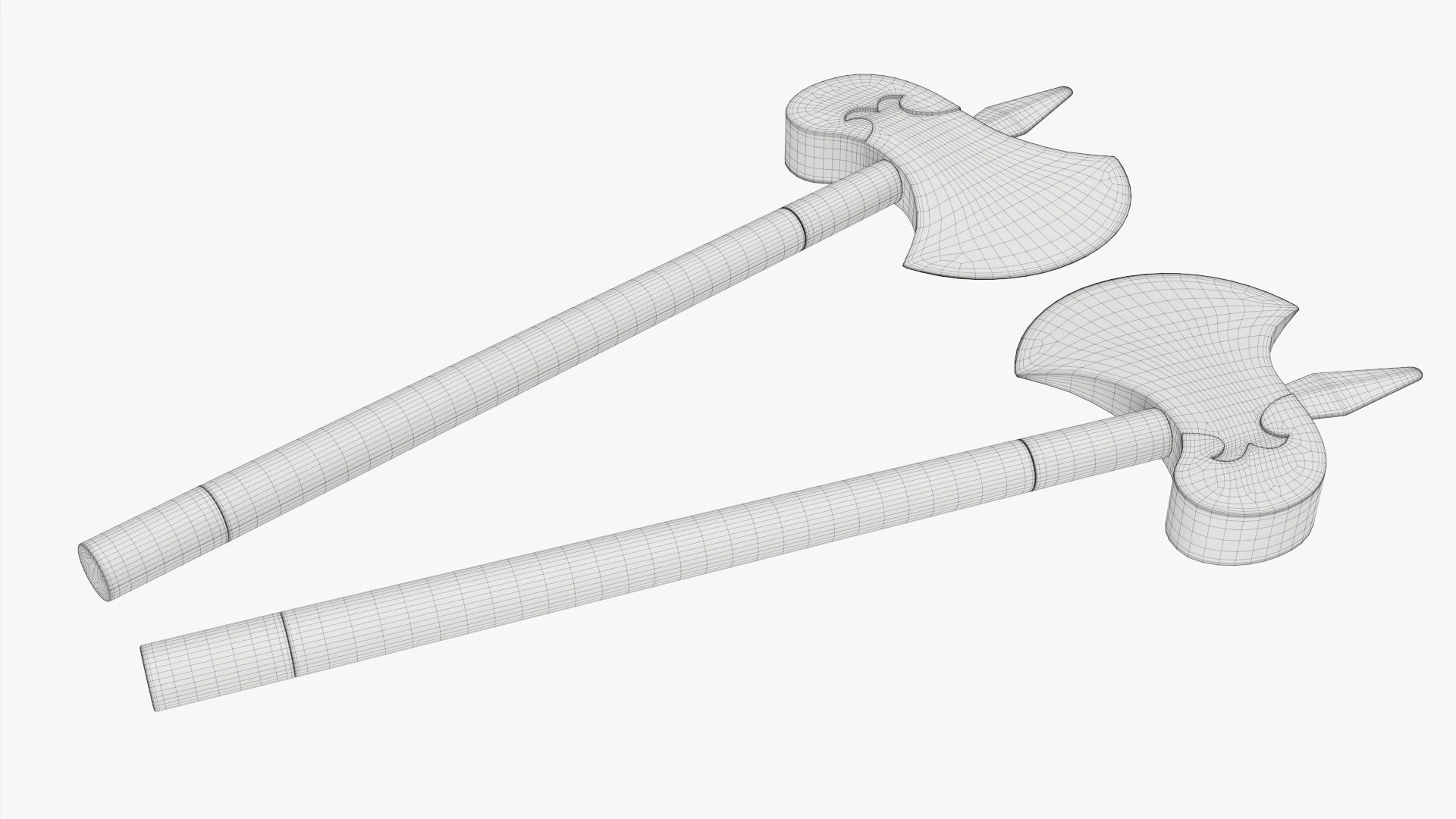Single blade axe pair 3D model_6