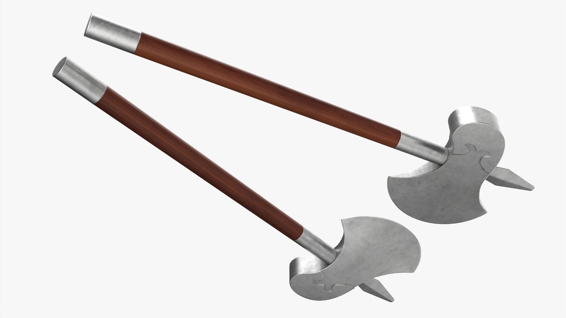 Single blade axe pair 3D model_4