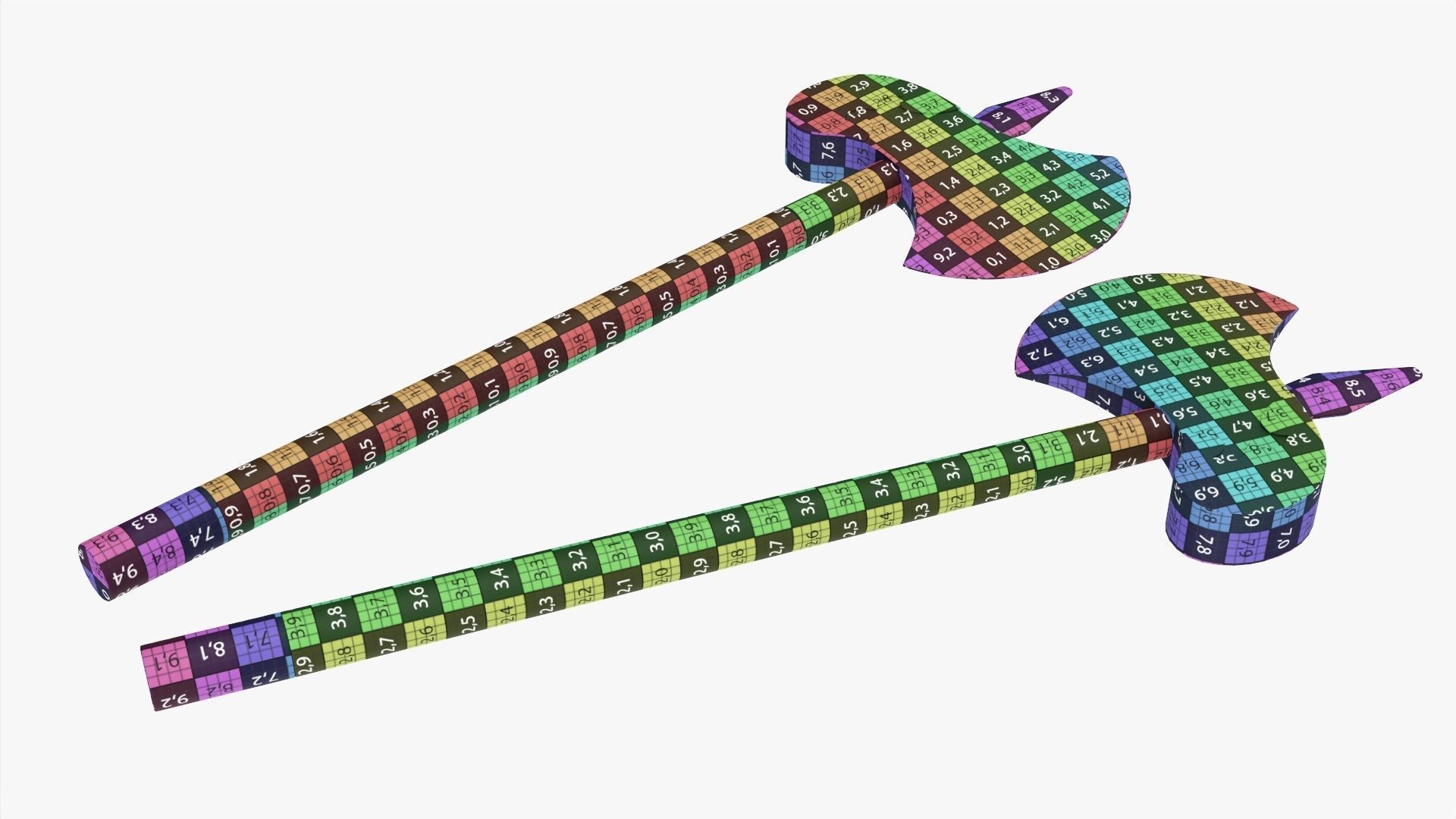 Single blade axe pair 3D model_7