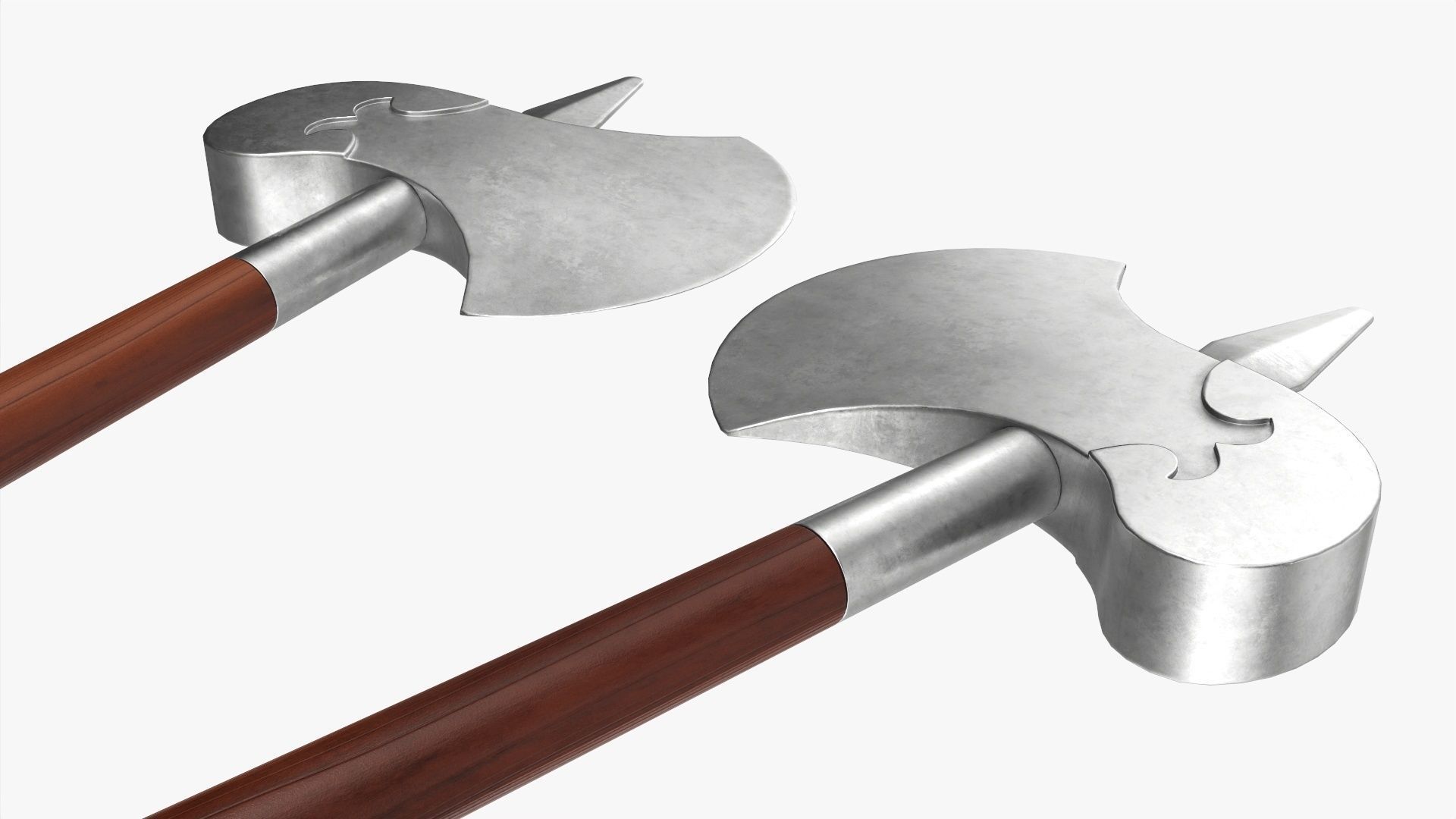 Single blade axe pair 3D model_2