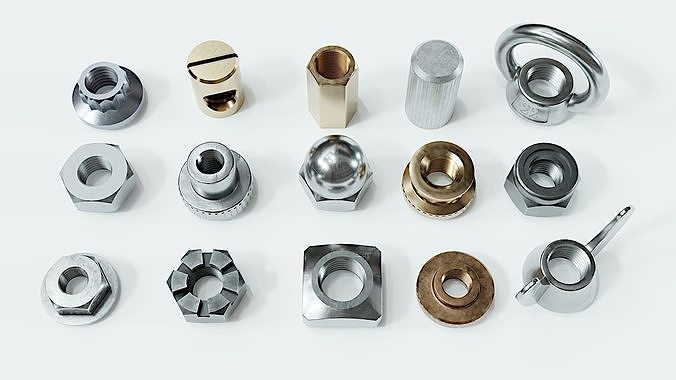 Collection of 15 nuts 3D model