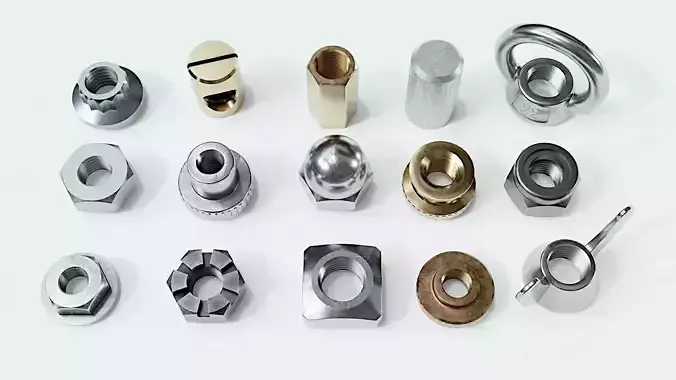 Collection of 15 nuts 3D model