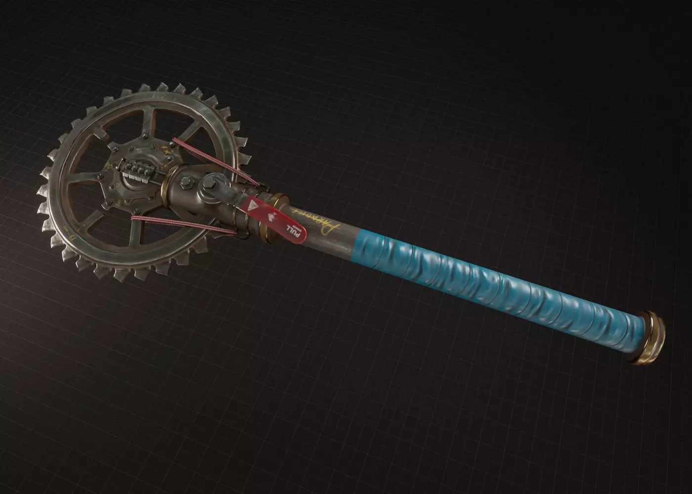 Cogwheel Axe Low-poly 3D model_0