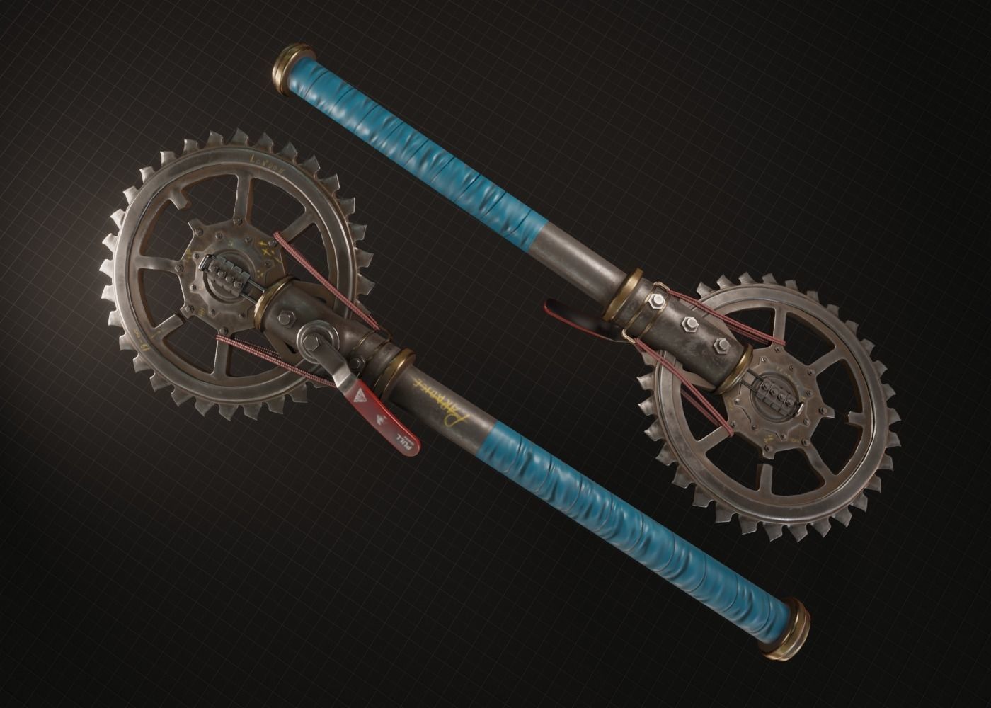 Cogwheel Axe Low-poly 3D model_3