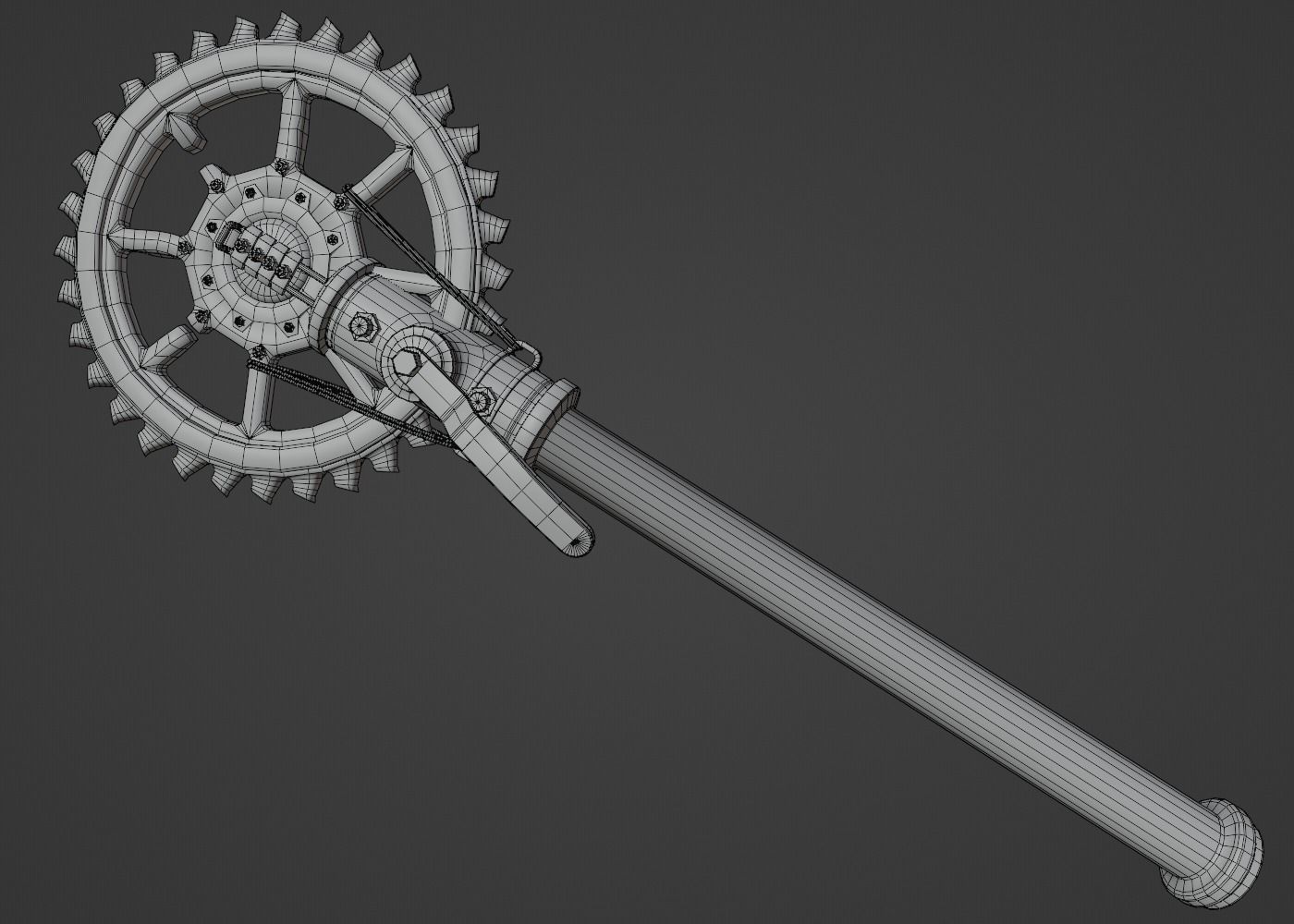 Cogwheel Axe Low-poly 3D model_5