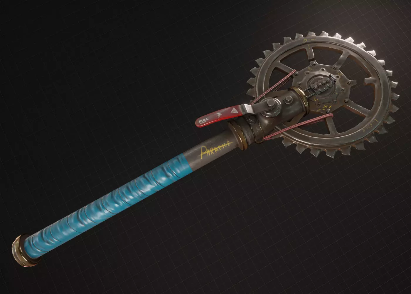 Cogwheel Axe Low-poly 3D model