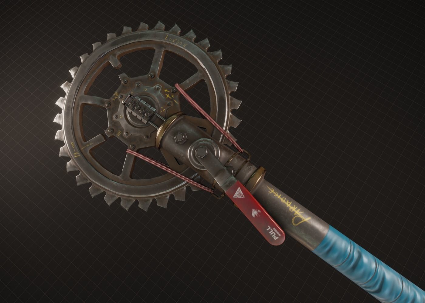 Cogwheel Axe Low-poly 3D model_2