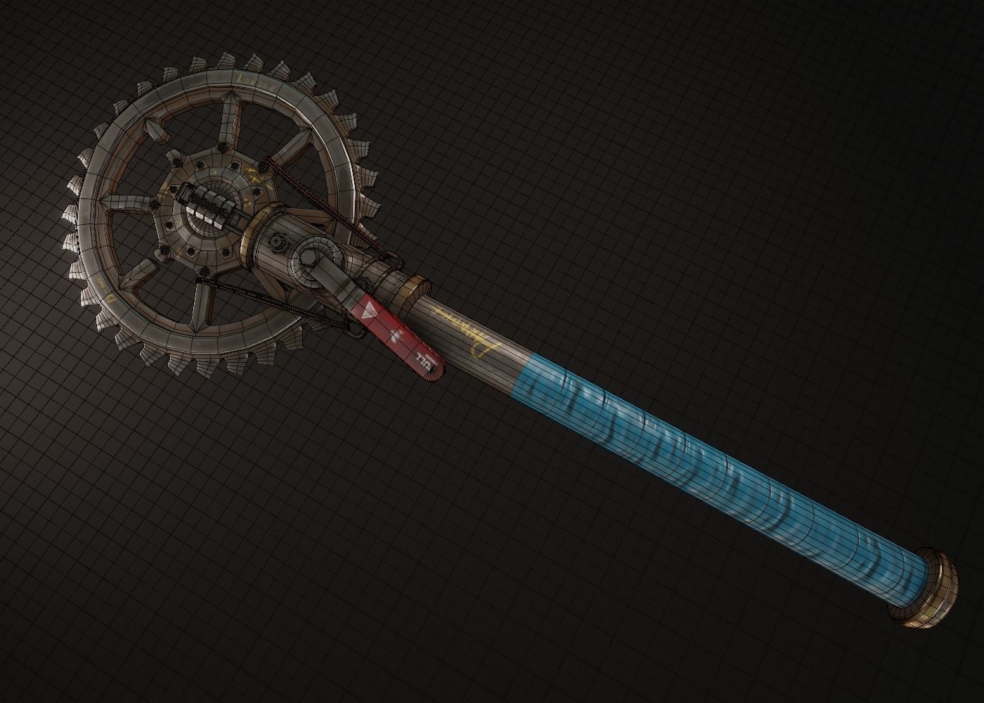 Cogwheel Axe Low-poly 3D model_4