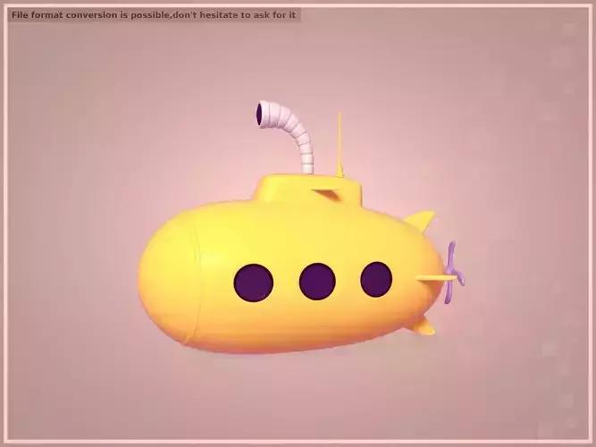 Cartoon Submarine Low-poly 3D model