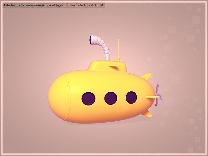 Cartoon Submarine Low-poly 3D model