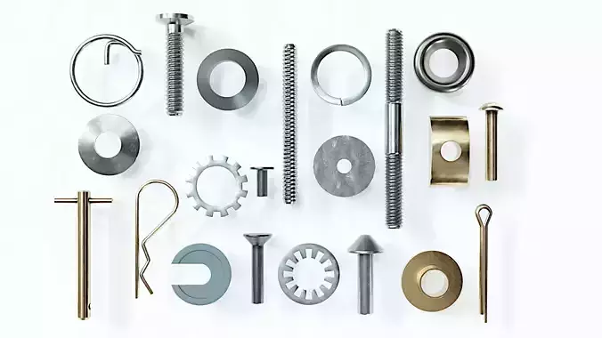 Collection of 21 rivets pins studs and washers