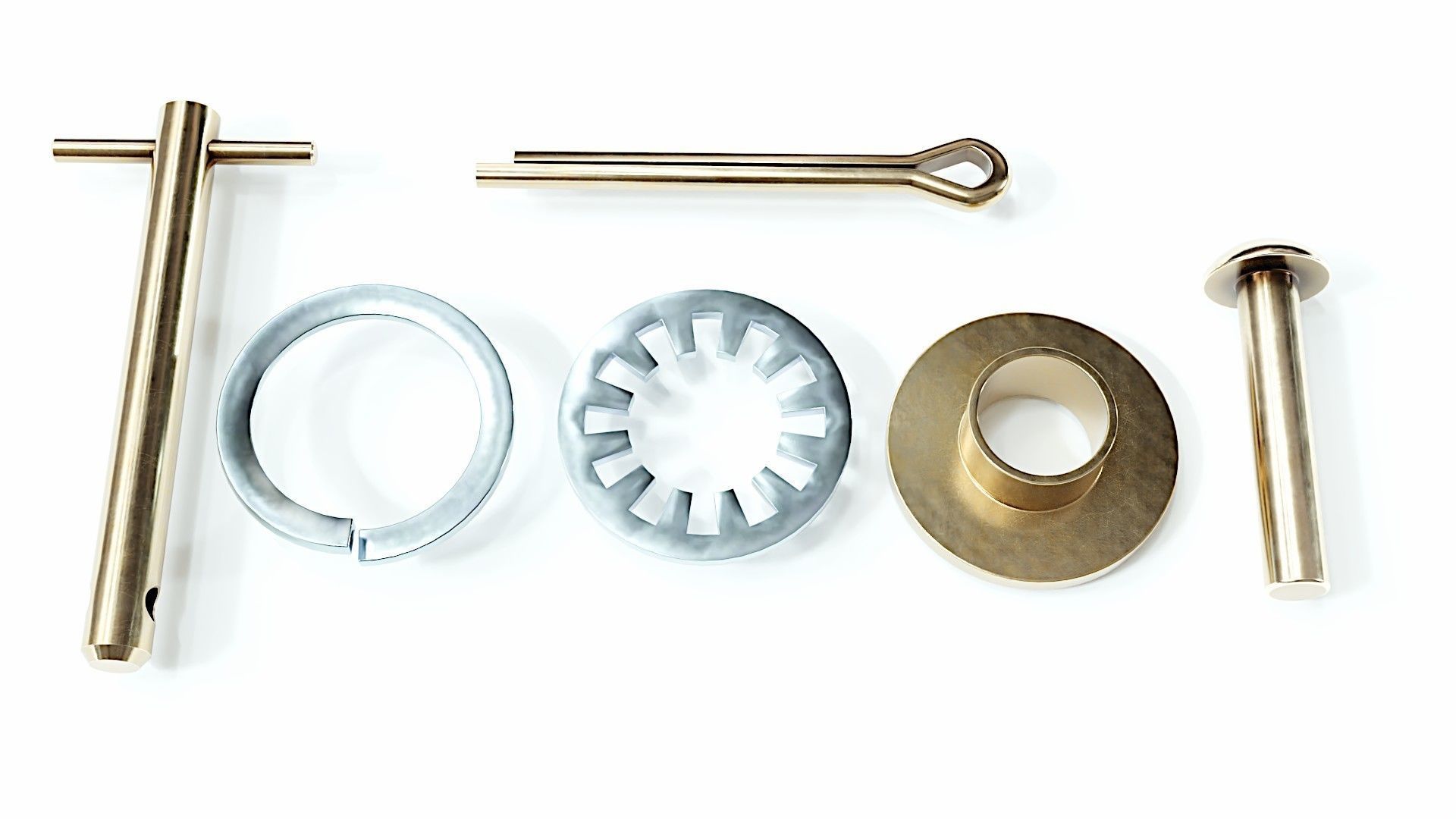 Collection of 21 rivets pins studs and washers 3D model_4