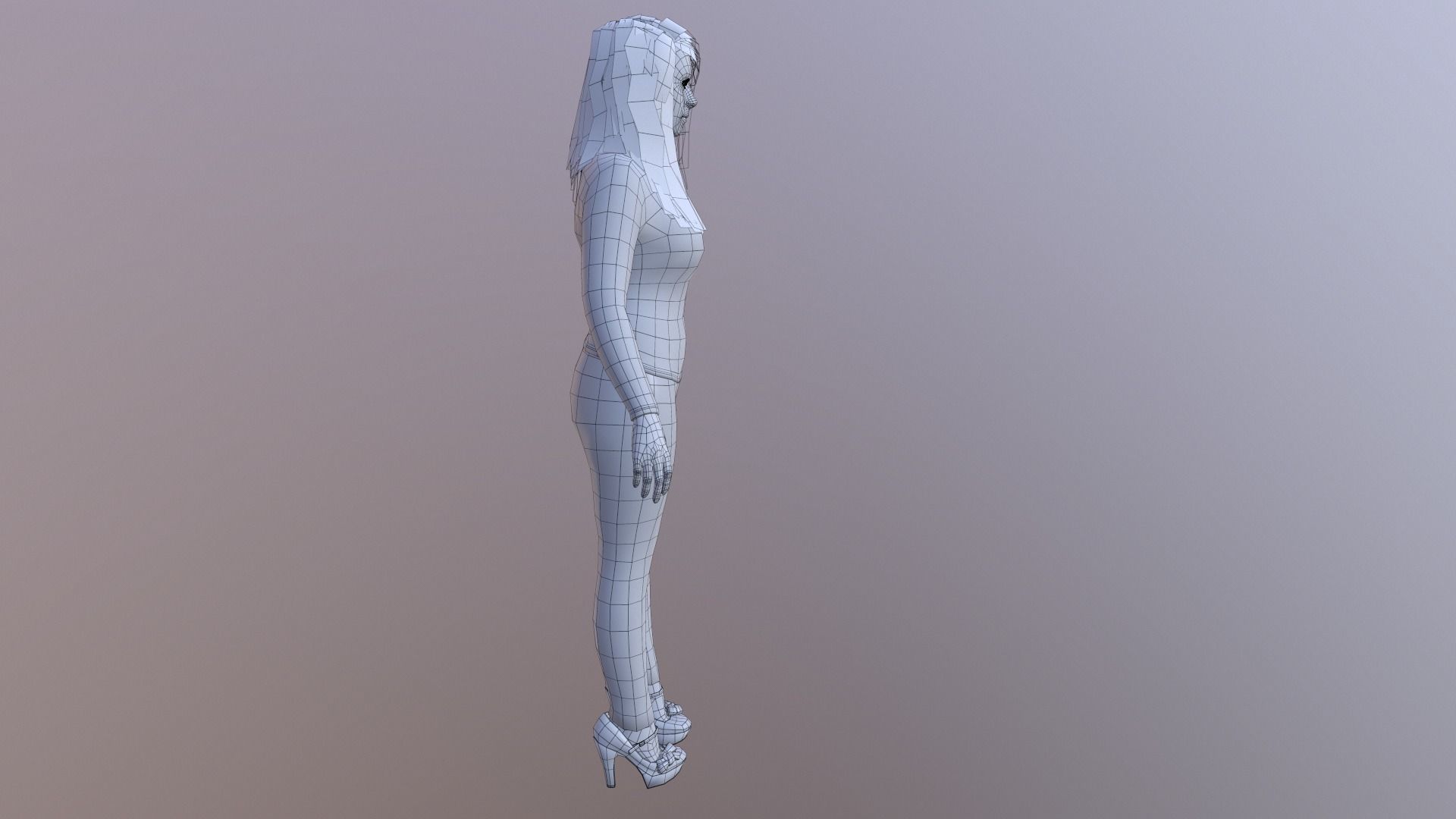 RIg female character model  Low-poly 3D model_16