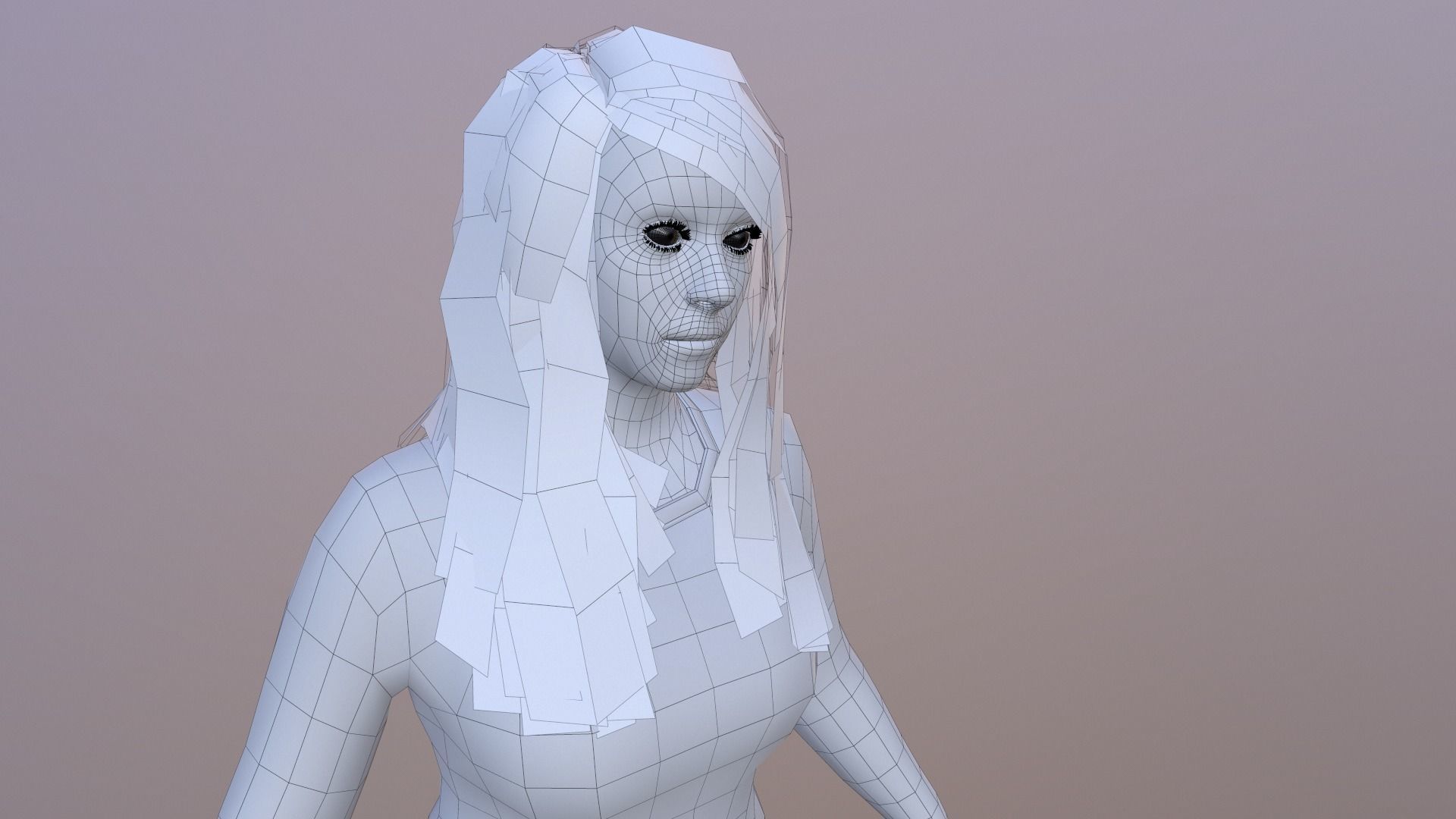 RIg female character model  Low-poly 3D model_23