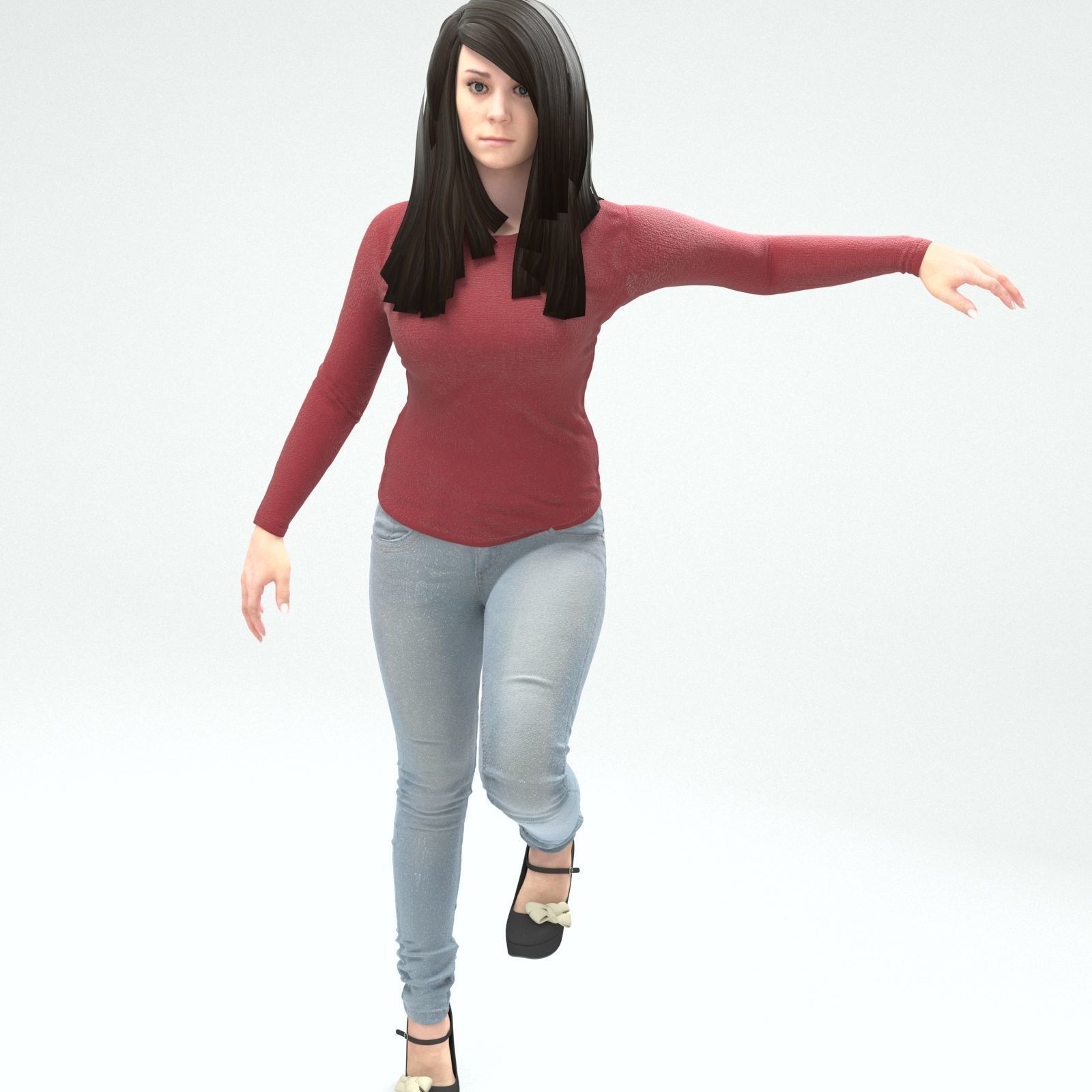 RIg female character model  Low-poly 3D model_12