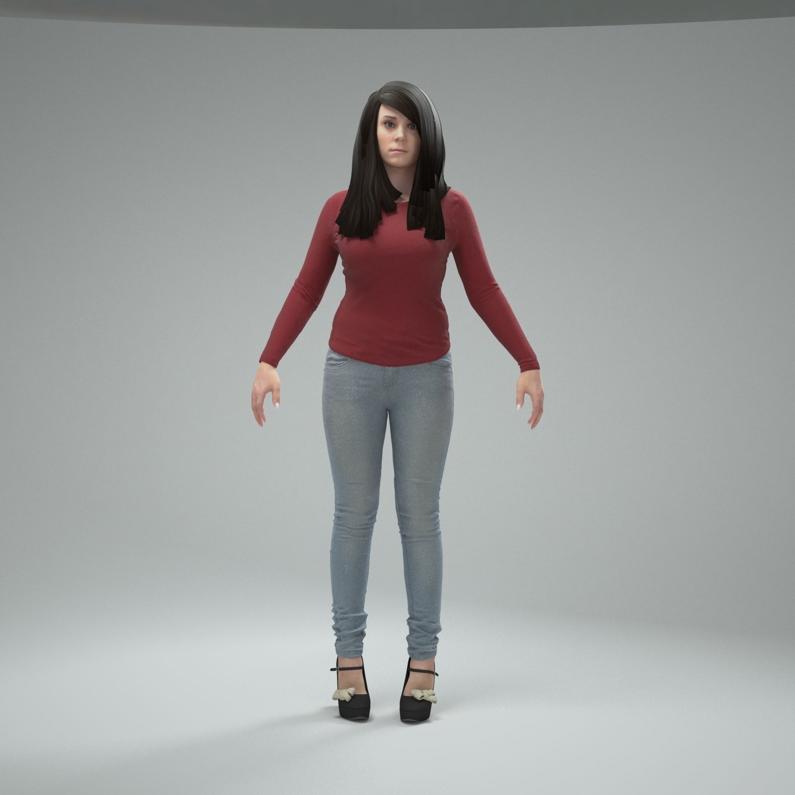 RIg female character model  Low-poly 3D model_5
