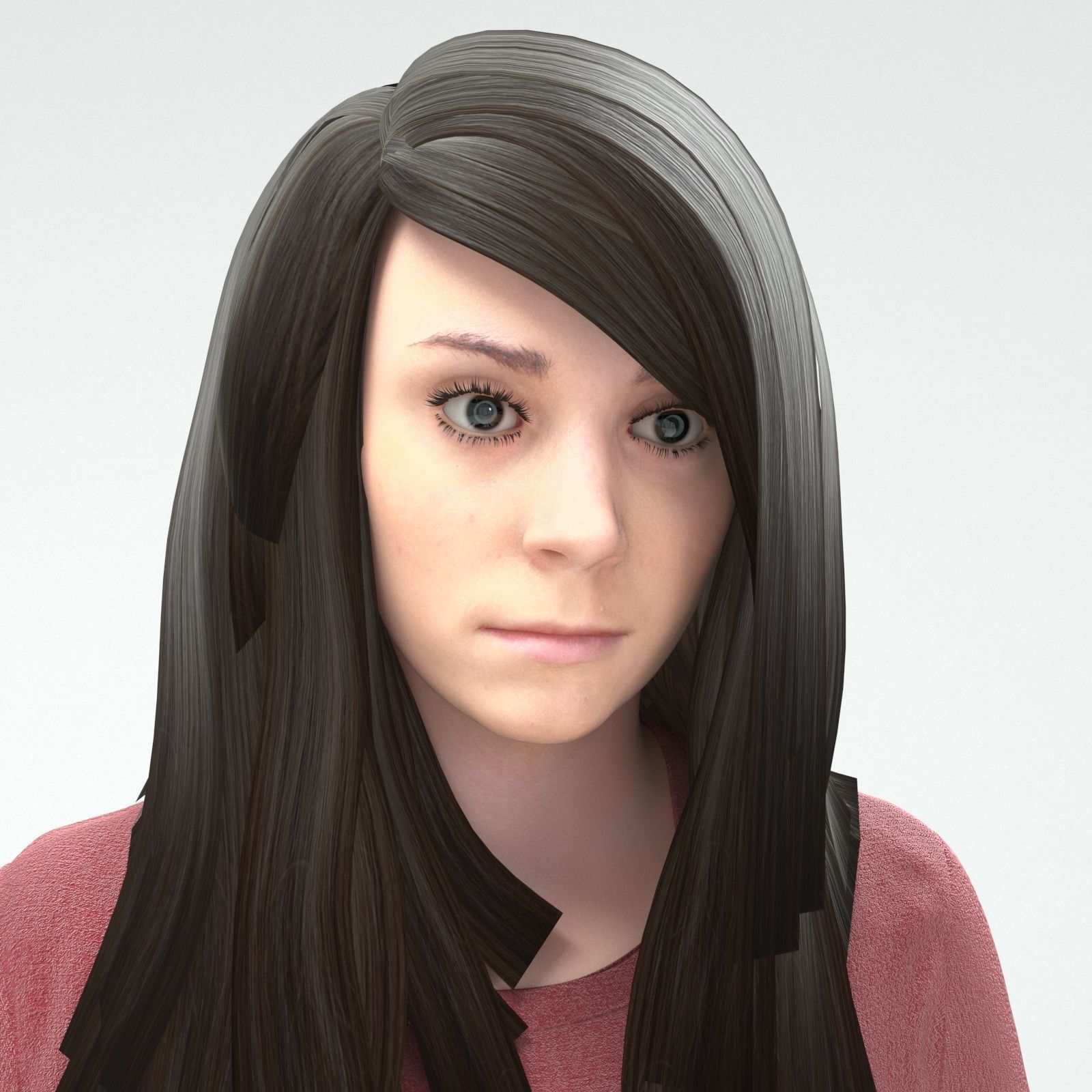 RIg female character model  Low-poly 3D model_11