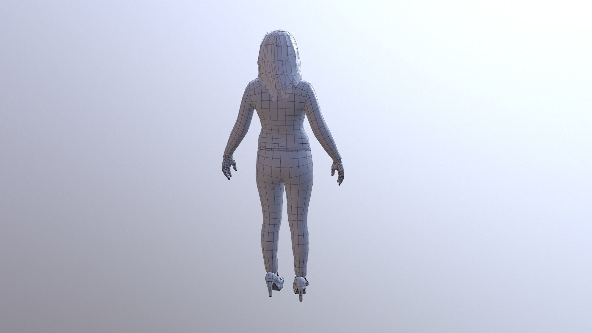 RIg female character model  Low-poly 3D model_17