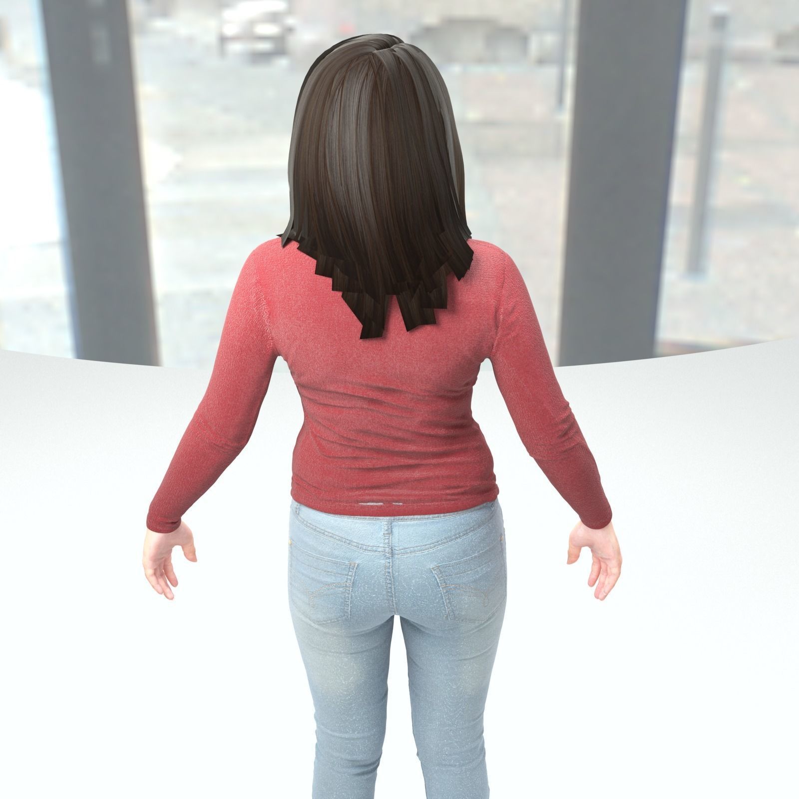 RIg female character model  Low-poly 3D model_8