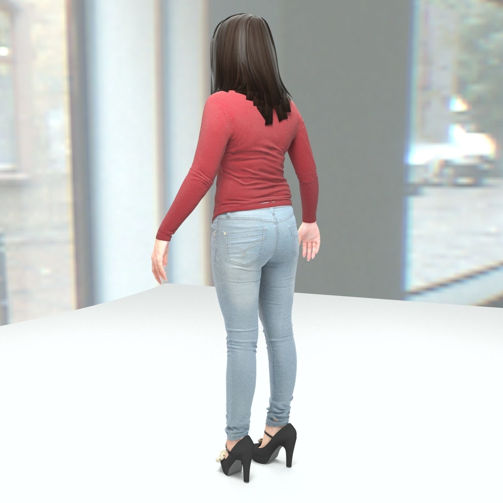 RIg female character model  Low-poly 3D model_7