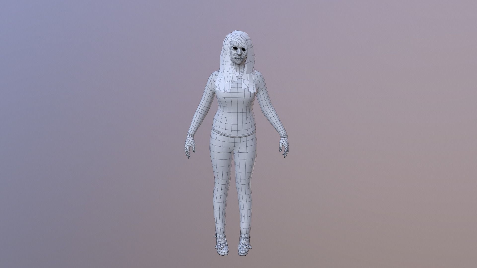 RIg female character model  Low-poly 3D model_15