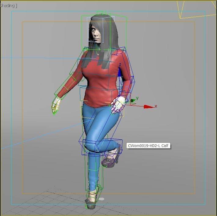 RIg female character model  Low-poly 3D model_3