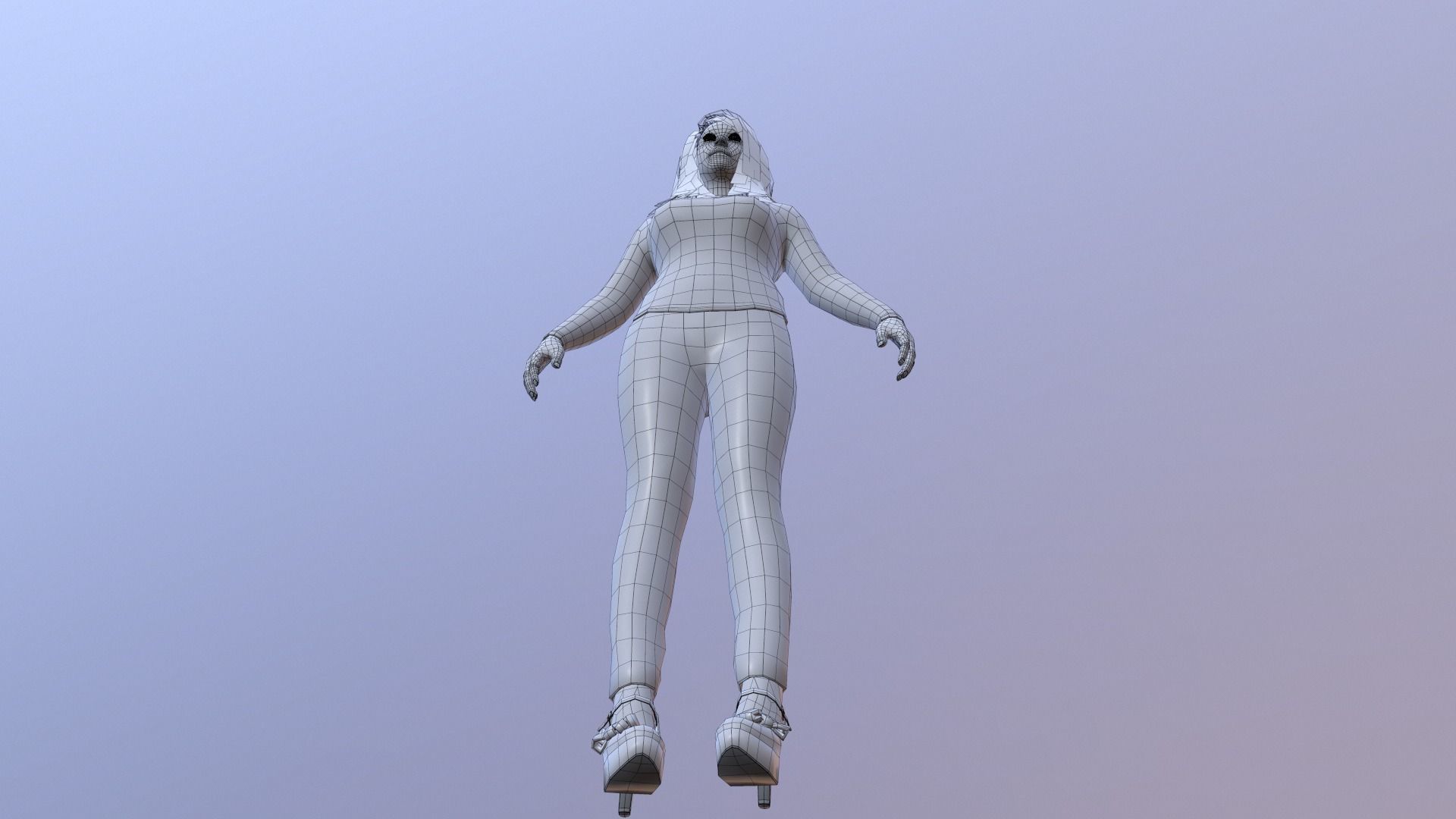 RIg female character model  Low-poly 3D model_26