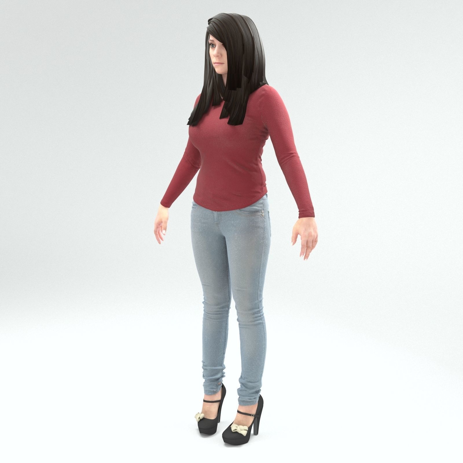 RIg female character model  Low-poly 3D model_6