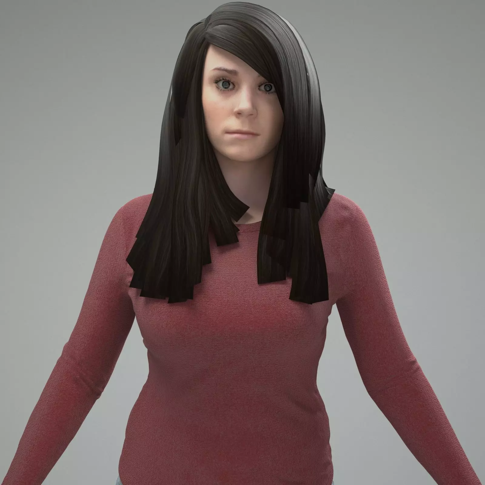 RIg female character model  Low-poly 3D model_0