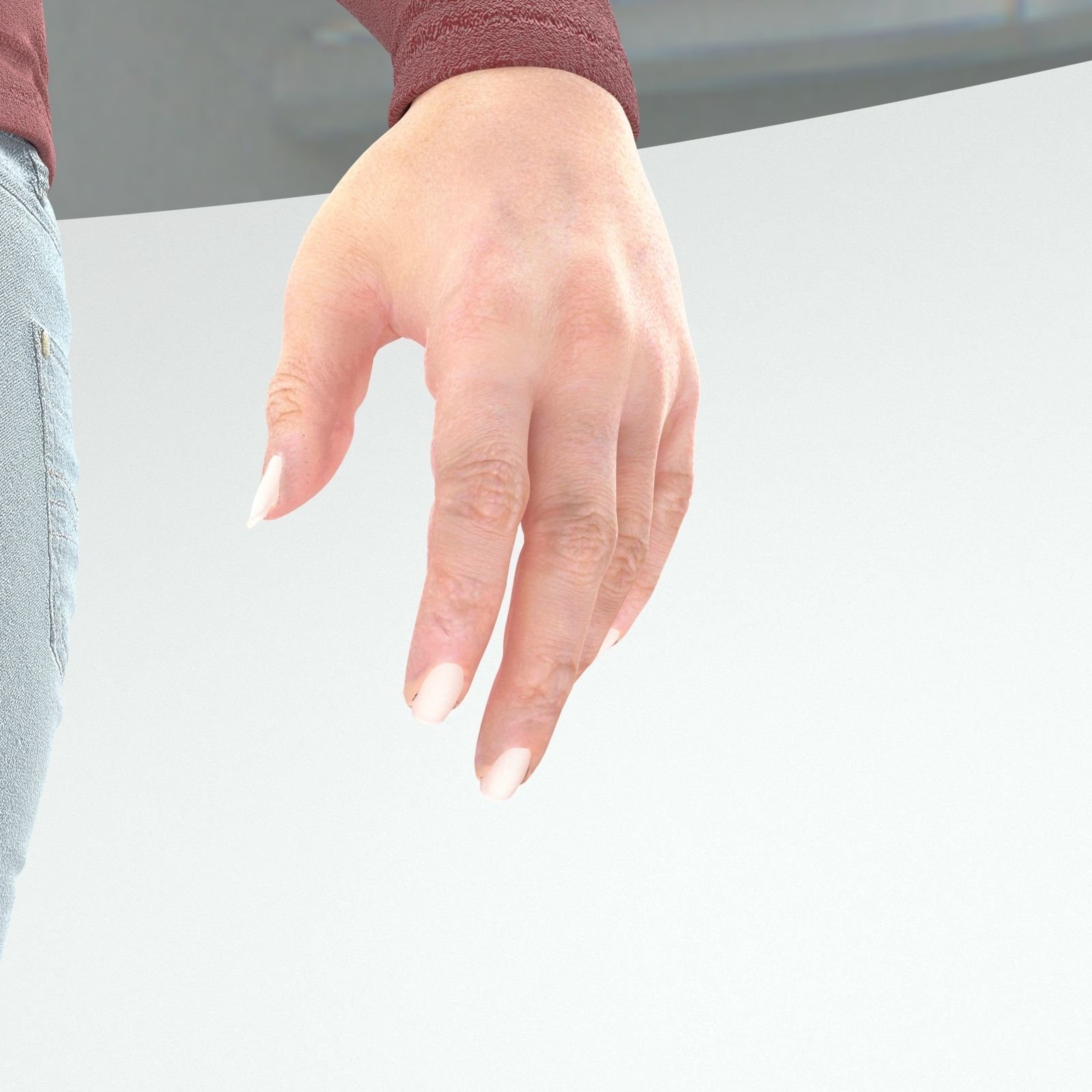 RIg female character model  Low-poly 3D model_10