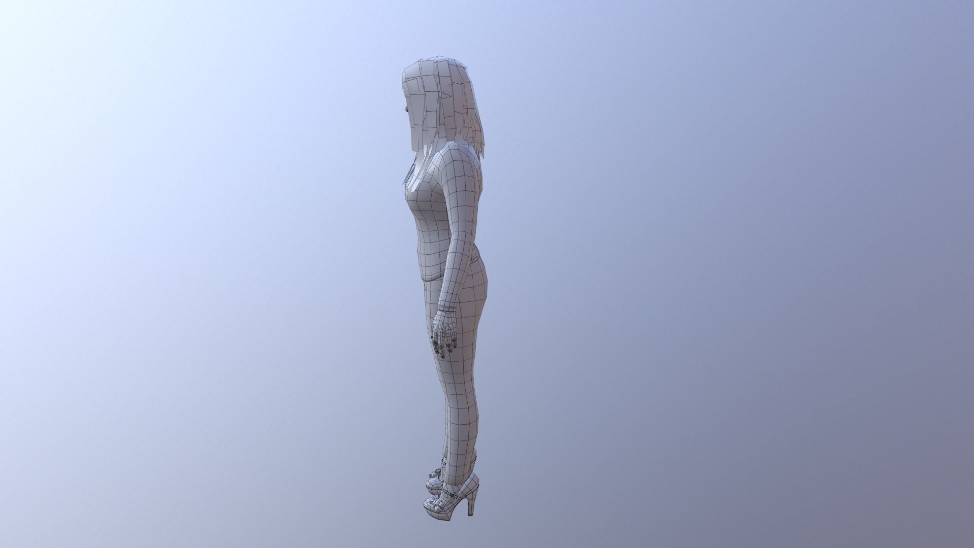 RIg female character model  Low-poly 3D model_18