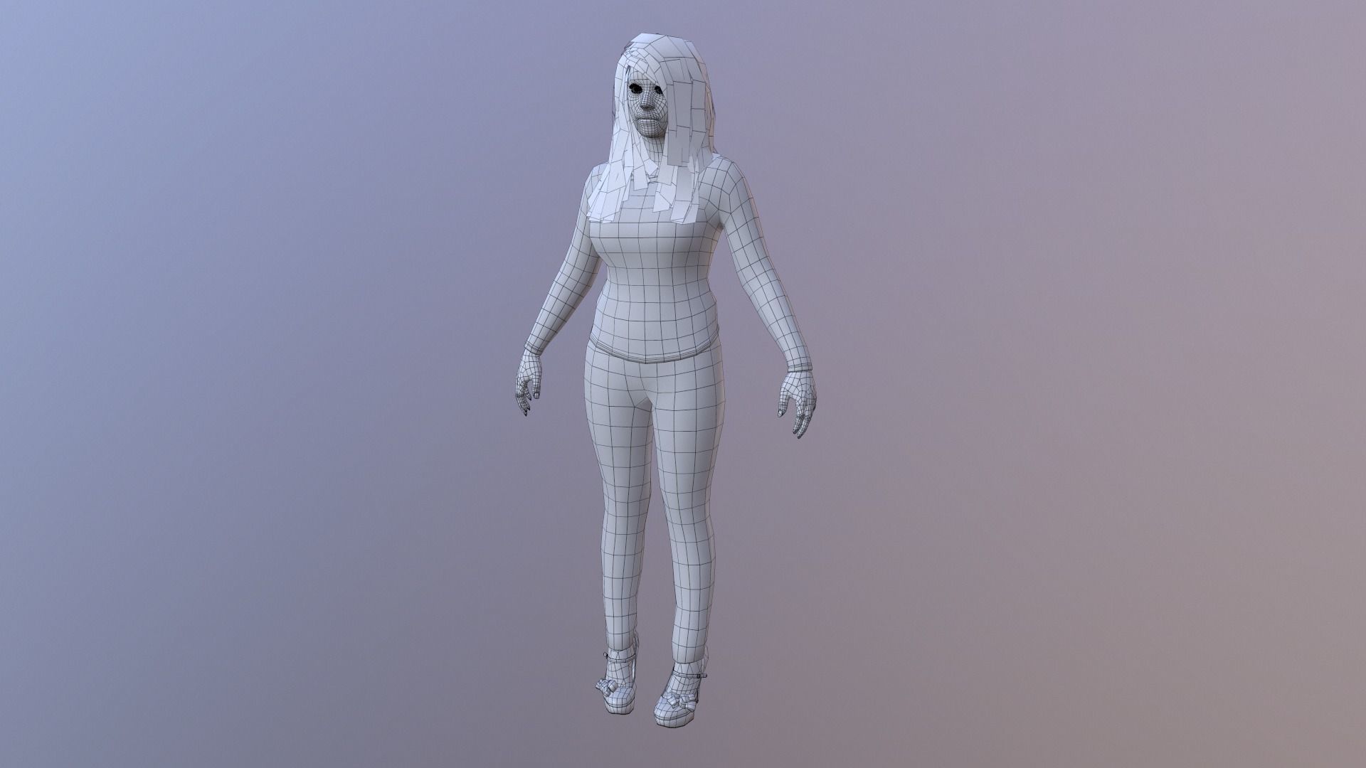 RIg female character model  Low-poly 3D model_19
