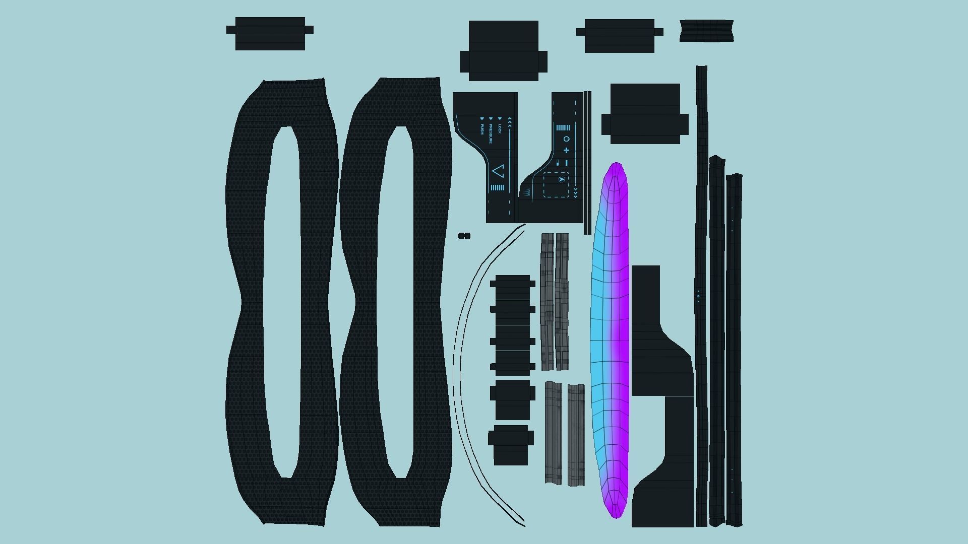 SciFi Glasses I07 Black Purple - Character Design Fashion Low-poly 3D model_5